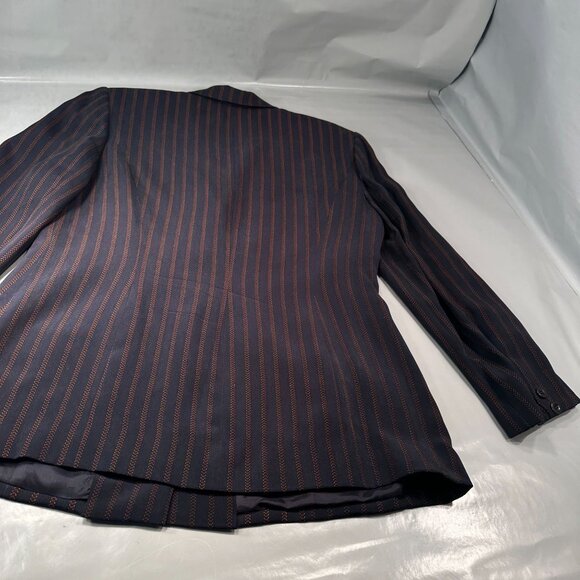 Due Per Due Pinstriped Silk Suit Single Breasted Jacket Womens Blazer - Picture 10 of 16
